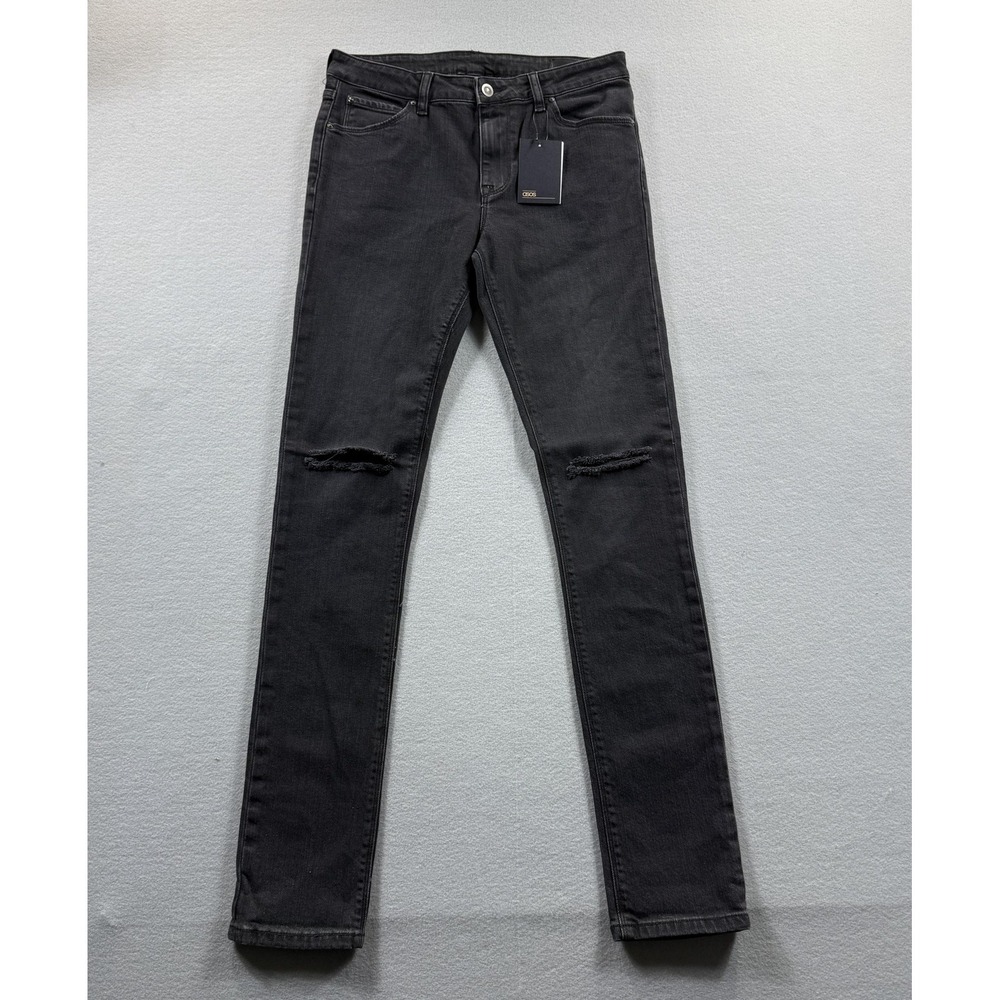 ASOS Jeans Mens 31x34 Gray Charcoal Wash Skinny Fit Distressed Stretch Denim